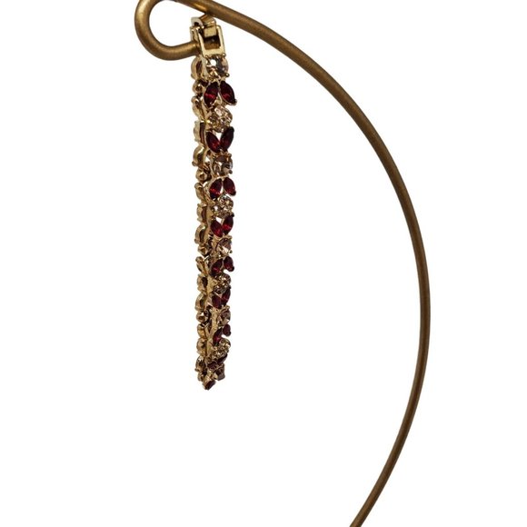 Monet Jewelry - Vintage MONET Bracelet 7 1/2" Red Clear Crystals Gold Tone Metal Link Signed